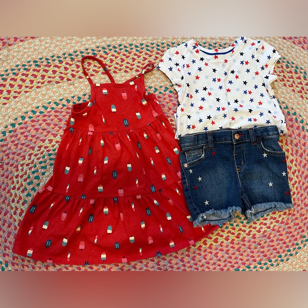 Cat and Jack Patriotic red white blue dress shorts 4T